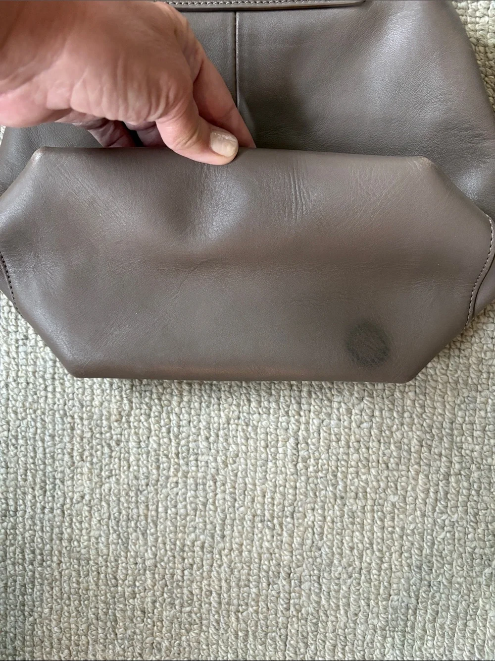 Liebeskind Taupe Brown Leather Crossbody Bag with Gold Hardware Lobster Clasp